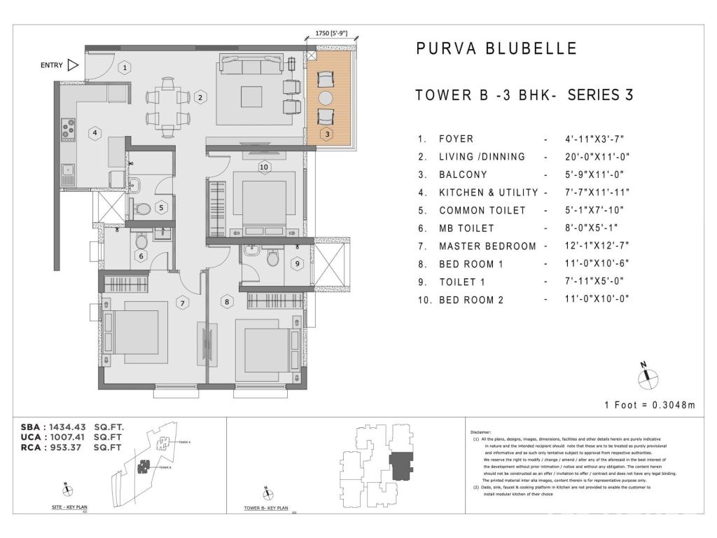 Spacious 3 BHK Luxury Residence - Purva Blubelle - Image 5